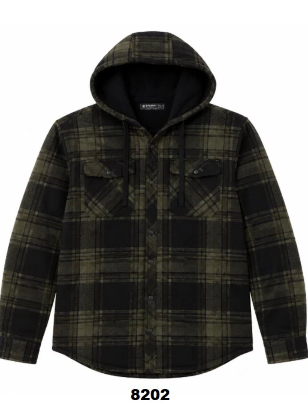 NWT HI-TEC Men's Small Forest Green Plaid Full Snap ButtonUp Hooded Shirt-Jacket